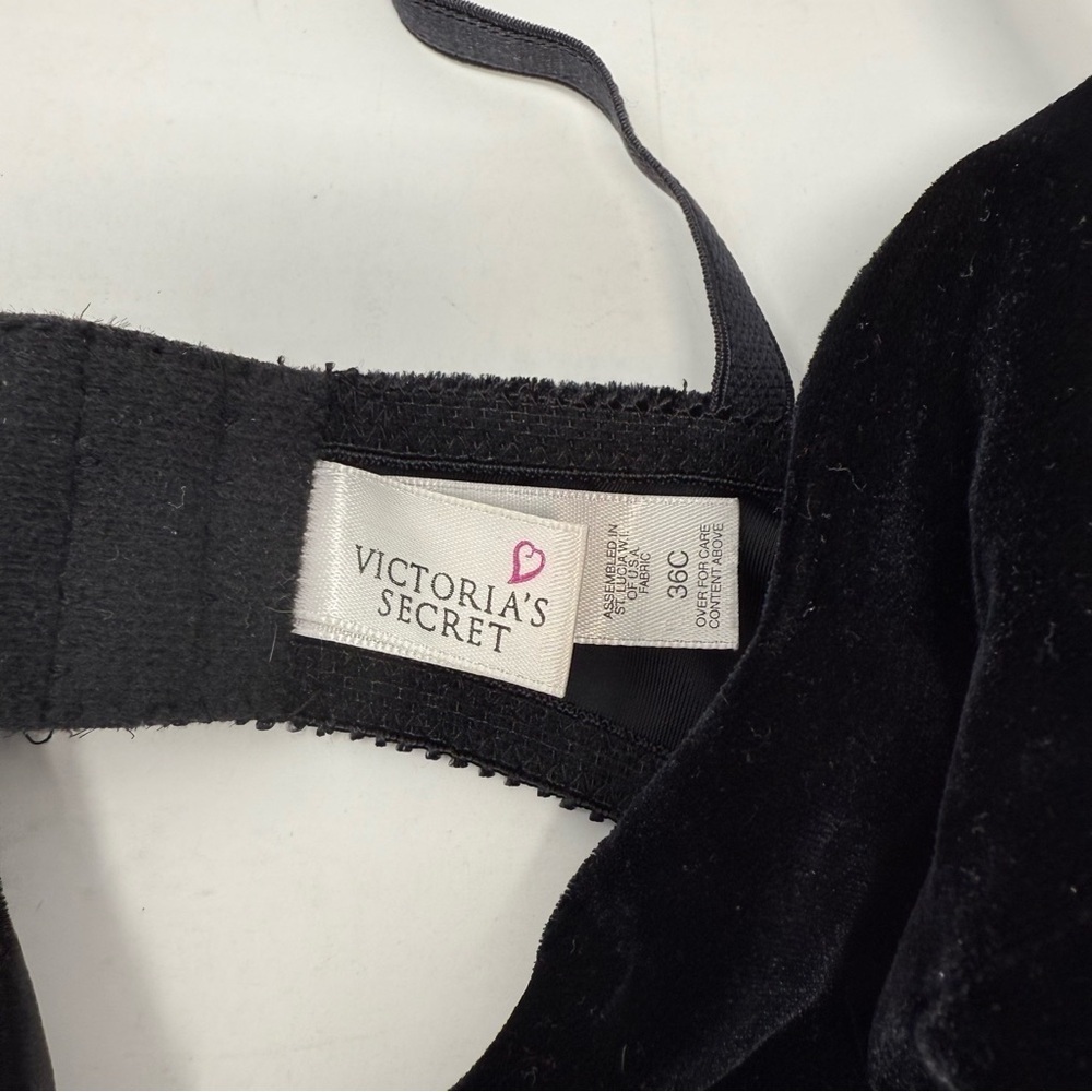 Victoria’s Secret Vintage Black Velvet Bow Bra 36C - Picture 4 of 8